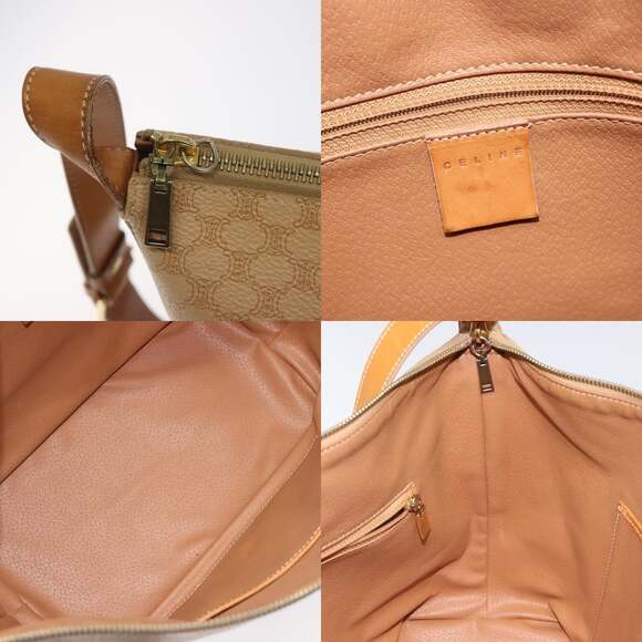 CELINE Macadam Canvas Shoulder Bag Pvc Leather Beige Gold - Picture 11 of 13